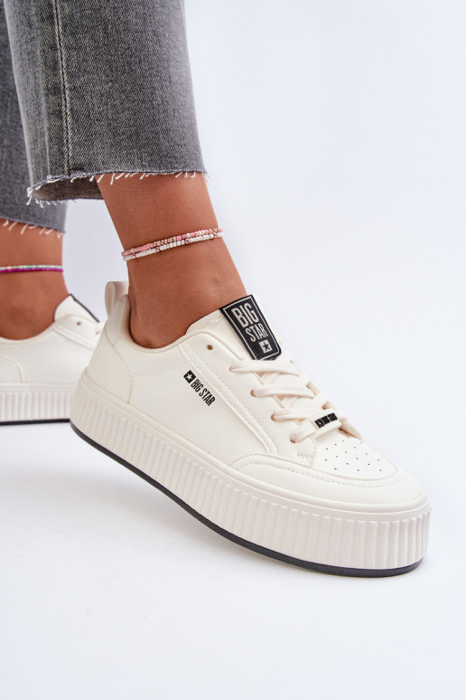 Chaussures modèle baskets Féminin avec une plateforme Big Star NN274254 couleur blanche