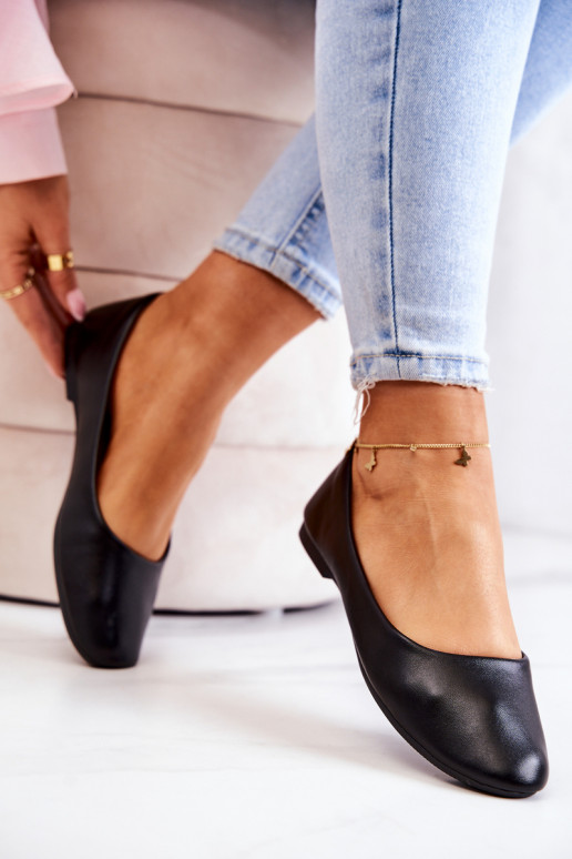 Peau Modèle classique Ballerines couleur noire Stacee Peau Modèle classique Ballerines couleur noire Stacee