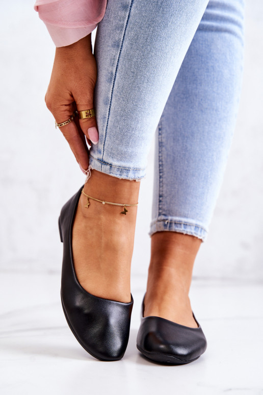 Peau Modèle classique Ballerines couleur noire Stacee Peau Modèle classique Ballerines couleur noire Stacee