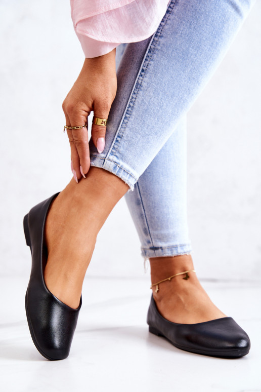 Peau Modèle classique Ballerines couleur noire Stacee Peau Modèle classique Ballerines couleur noire Stacee