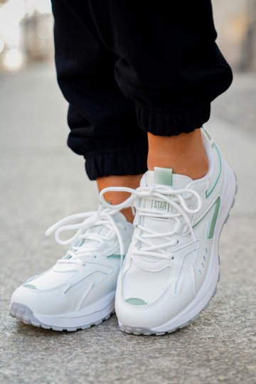 Baskets pour femmes Big Star NN274A095 HI-POLY SYSTEM couleurs blanche et verte 2