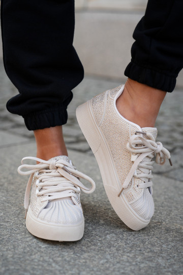 Baskets pour femmes avec décoration et plateforme couleur sable Eanneth