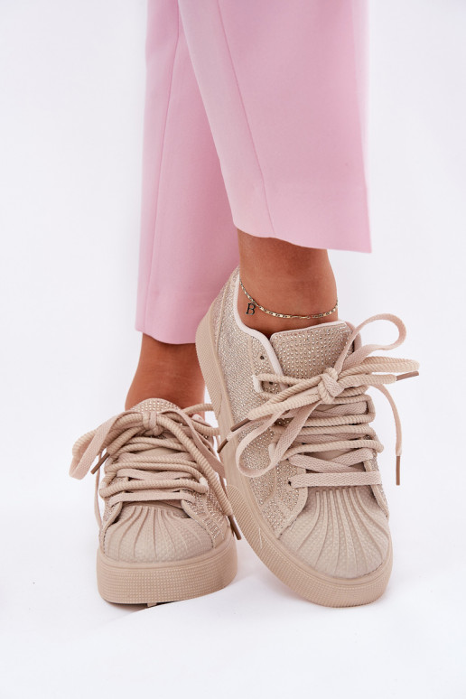Baskets pour femmes avec décoration et plateforme couleur sable Eanneth