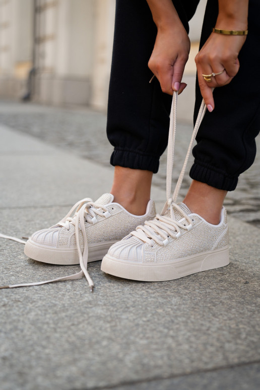 Baskets pour femmes avec décoration et plateforme couleur sable Eanneth