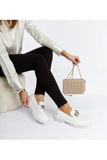 Mocassins en cuir blancs GOE LL2N4038 2